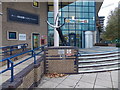 Sundial artwork at the entrance to BBC Radio Solent, Southampton