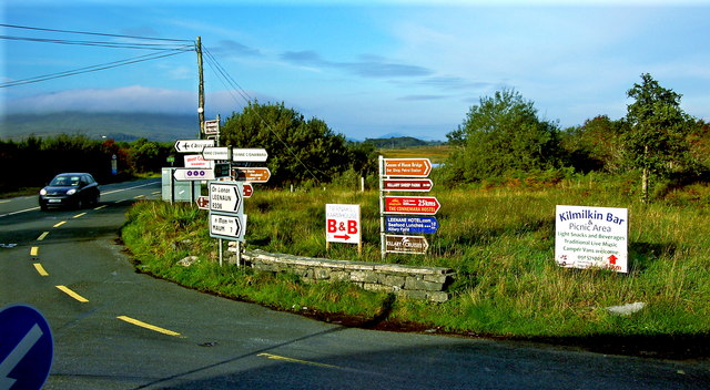 Junction of R336 (Barna Road) with N59 at Maam Cross
