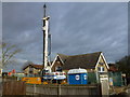 TF4107 : Pile drilling machine at Wisbech St Mary Primary School by Richard Humphrey