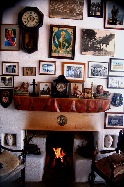 Moycullen - Handcraft Shop Interior - Fire in Fireplace & Photos on Wall