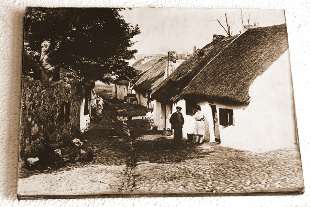 Moycullen - Handcraft Shop - Photo of Narrow Path with Thatched Cottages in Past