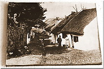 M2132 : Moycullen - Handcraft Shop - Photo of Narrow Path with Thatched Cottages in Past by Joseph Mischyshyn