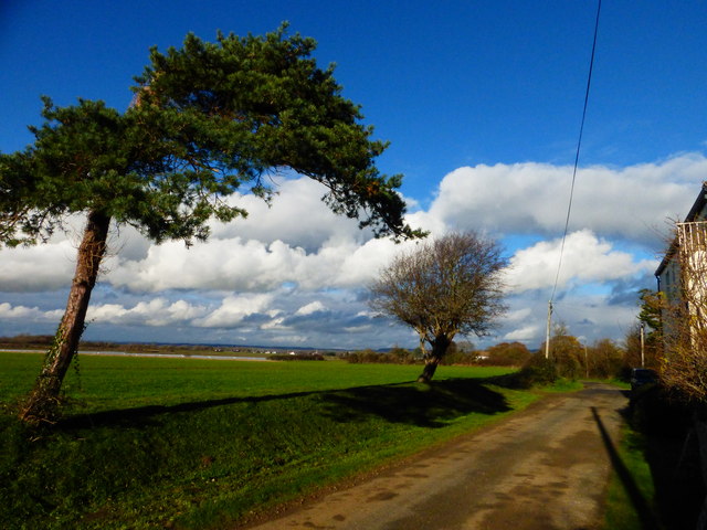 Road past Lowerhone Farm with wonderful clouds