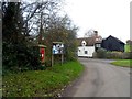 Noticeboard and postbox, Sacombe