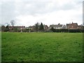 Goalposts, Edmondscote Field, and houses in Edmondscote Road