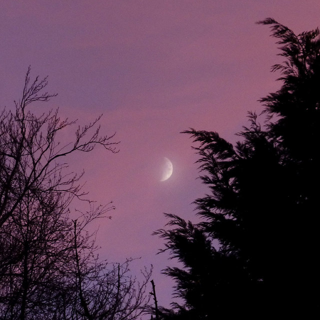 Hazy moon in red-hued skies, Wolverhampton