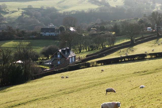 Fields and buildings above the Hope Valley