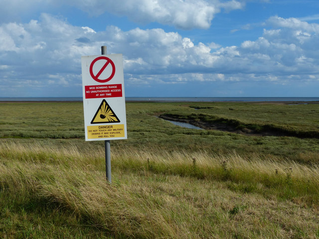 Warning sign at RAF Wainfleet bombing... © Mat Fascione :: Geograph ...