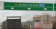 J3475 : Gantry sign, Gt George's Street, Belfast by Albert Bridge