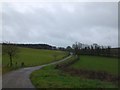 SX4886 : Fields and the road up Galford Down by David Smith