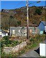 Derelict and roofless former garage, Tanrallt Road, Machynlleth