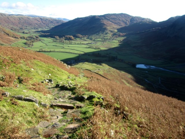 Looking down The Band towards Great Langdale
