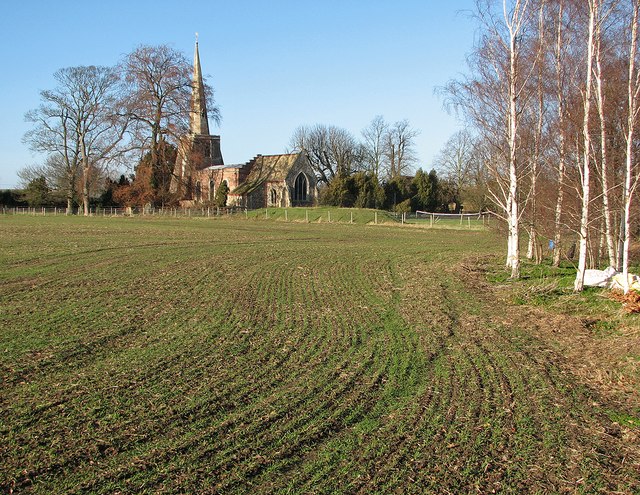 Conington church and winter trees