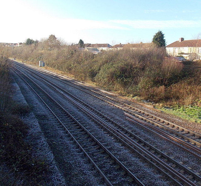 Three tracks into two SSW of Filton Abbey Wood railway station