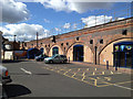 SP3265 : Court Street car park and businesses in the railway arches, Leamington Old Town by Robin Stott