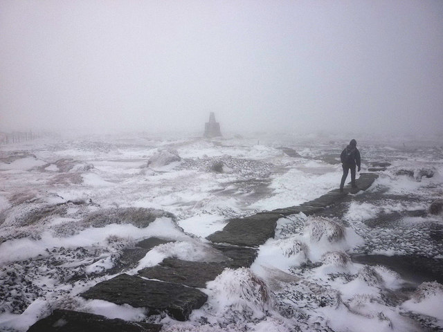 Frost, snow and mist on The Cheviot