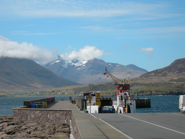 Snowy Sgùrr nan Gillean from the new pier of Raasay