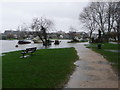 Tuckton: the riverside path enters the floodwater