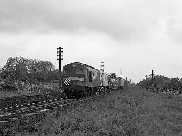 CIE weed control train passing Dunloy - 1987