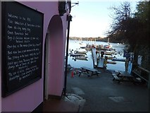 SX8654 : Board outside the Ferry Boat Inn, Dittisham by David Smith