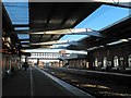 TA2609 : Split and tapered roofbeams at Grimsby Town railway station by Steve  Fareham