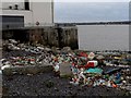 Plastic debris washed up by the tide