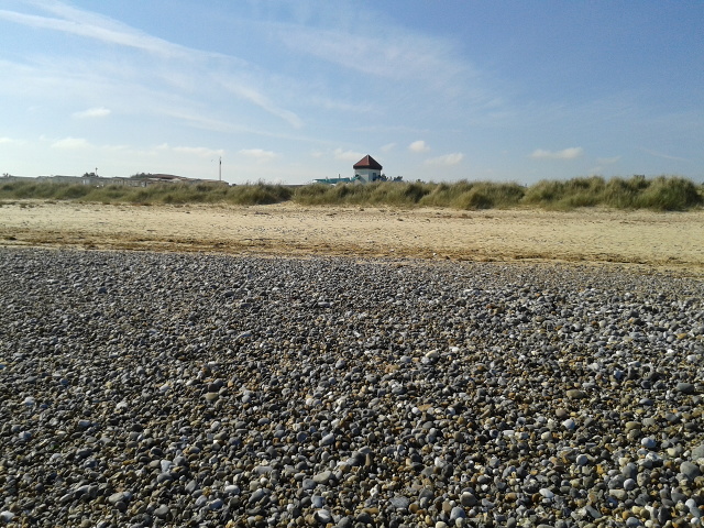 North Denes beach, with the caravan park in the distance behind the dunes