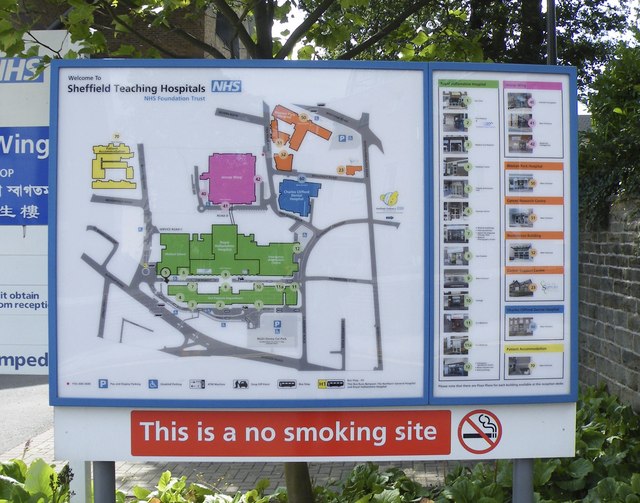 Royal Hallamshire  Map Sheffield Teaching Hospitals Site Map, © Terry Robinson 