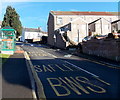 Bus stop and shelter on a steep hill in Risca