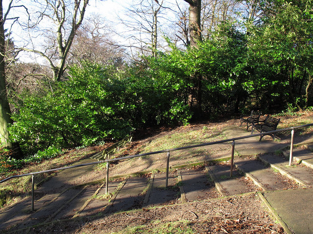 Steps and benches below Severndroog Castle