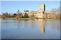 SO8932 : Tewkesbury Abbey and floodwaters by Philip Halling