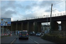 SW5537 : Railway viaduct over Foundry Square, Hayle by David Smith