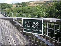 SX5692 : Meldon Viaduct, Beware of High Winds by Jeff Buck