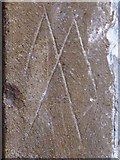 TL8741 : St. Peter's Church, Sudbury - nave column: witches' marks by Mike Quinn