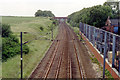 Southward up the ECML at site of Tuxford North station, 1992