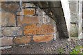 NT2540 : Upside-down stone in Tweed Bridge, Peebles by Jim Barton