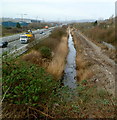 Drainage channel between motorway and railway, Baglan