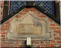 Date stone on the village hall, High Street