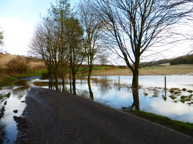 Flooded bend on Droke Lane