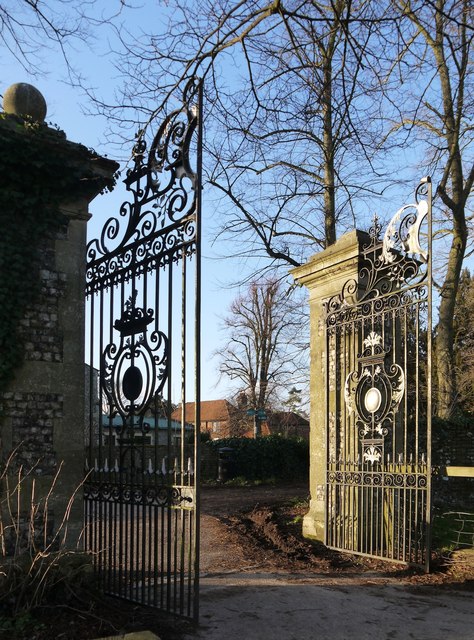 Gates at an entrance to Denham Court