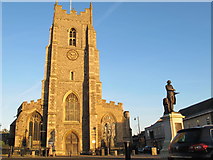 TL8741 : St. Peter's Church and statue of Thomas Gainsborough (2) by Mike Quinn