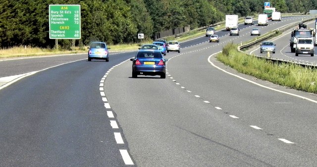 A14, east of Junction 37