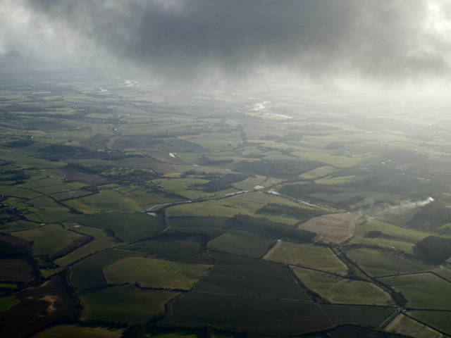 Fields near Wood End from the air