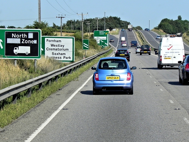 Eastbound A14, Junction 42 (Saxham) © David Dixon :: Geograph Britain ...