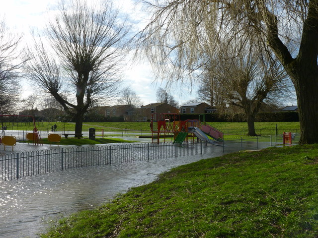Flooded play park, Riverside Park, St Neot's