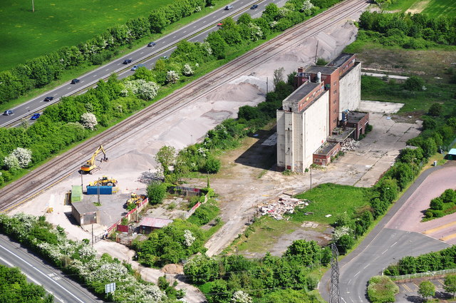 Aerial view of Water Eaton Grain Silo, Oxfordshire