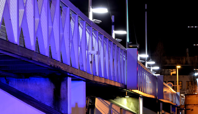 The Lagan Weir footbridge, Belfast (7) (night view)