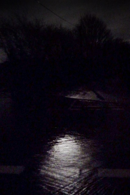 Moon-lit flooding in Hensting Lane