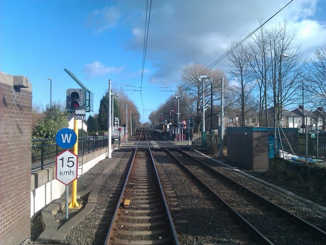 Level crossing at Fawdon station, seen from eastbound Metro train