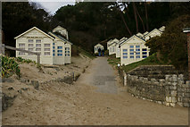 SZ0589 : Beach Huts at Canford Cliffs Chine, Dorset by Peter Trimming